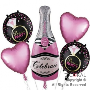 SET DE GLOBOS METALIZADO CELEBRATE DESPEDIDA DE SOLTERA 5 UNIDADES X 1